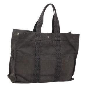 HERMES Her Line MM Hand Bag Canvas Gray Auth sw510